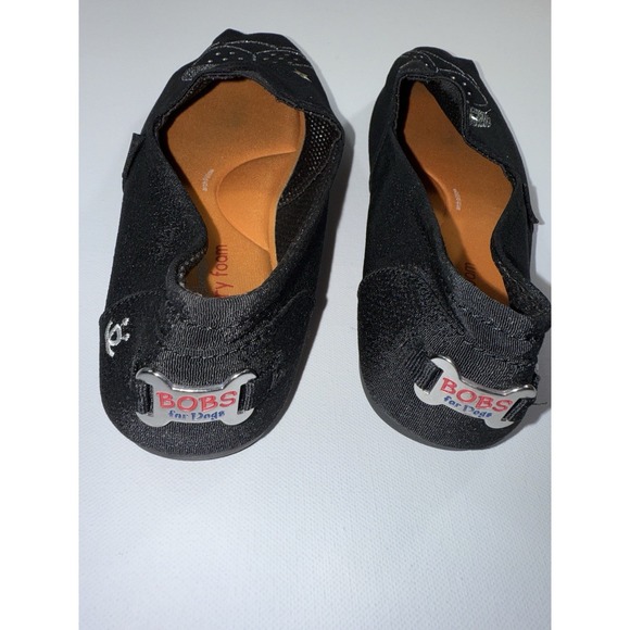 BOBS by Skechers Black Slip On Flats Dog Cat Face Stars Memory Foam Women's 9.5 - Picture 4 of 9